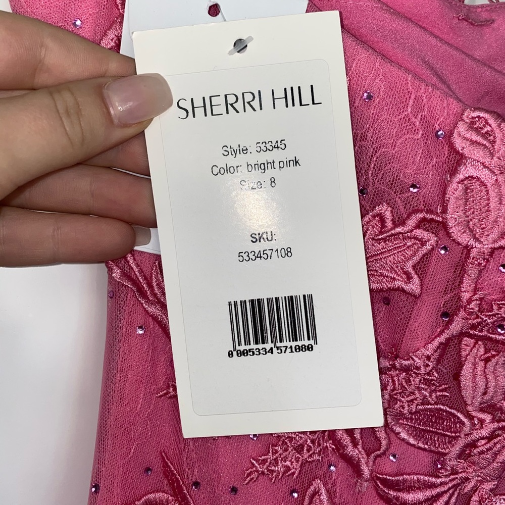 Sherri Hill pink lace prom dress